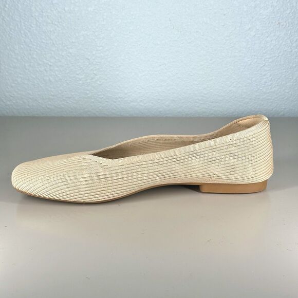 Vivaia Shoes Margot 2.0 Square-Toe V-Cut Flats EU 41 US 9.5 Natural Linen Beige - Picture 8 of 13